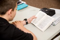 student reading a book