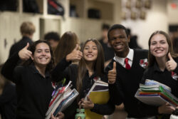 students in hallway